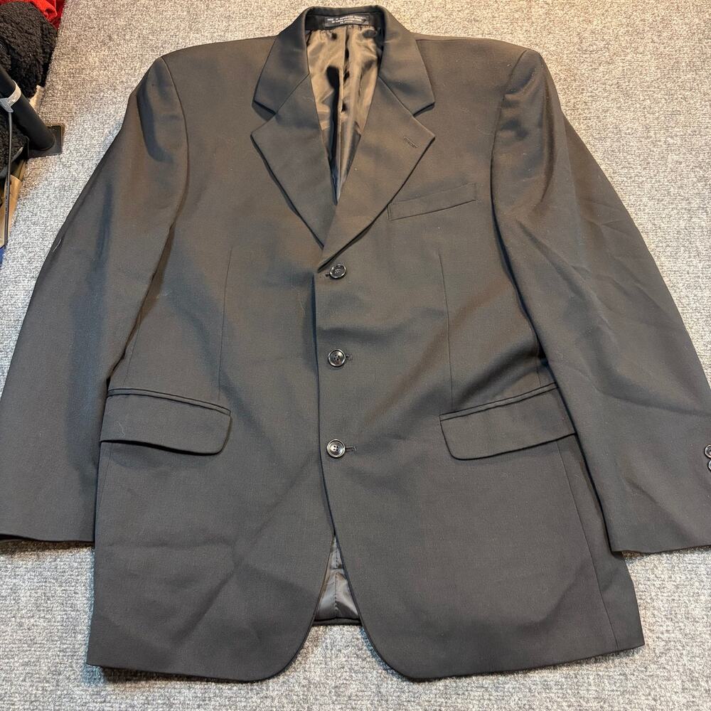 Albert Nipon Black Wool Suit Jacket Blazer Mens 41R Tailored Business Sport Coat